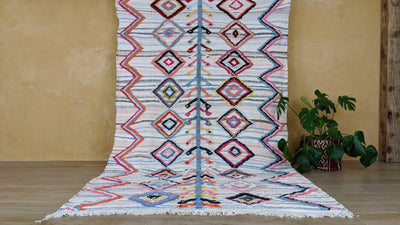 Grand tapis Boucherouite, 300 x 175 cm || 9,84 x 5,74 pieds - KENZA & CO