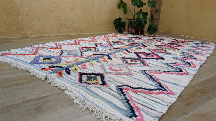 Grand tapis Boucherouite, 300 x 175 cm || 9,84 x 5,74 pieds - KENZA & CO